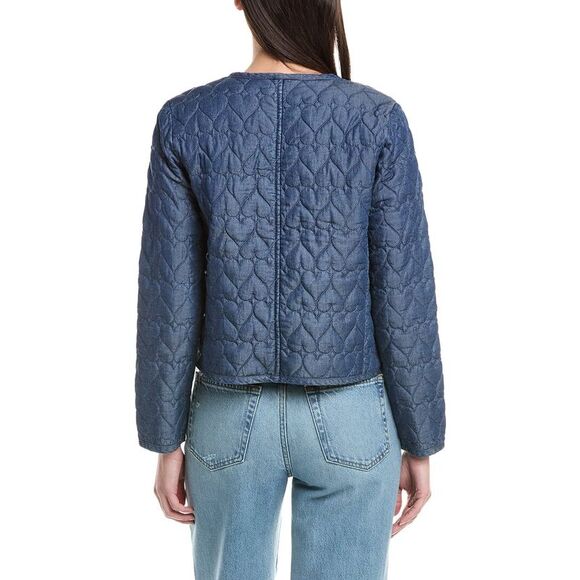 Nanette Nanette Lepore Womens  Quilted Hearts Jacket, Blue - Picture 2 of 3